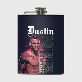 Фляга с принтом Dustin Poirier в Новосибирске, металлический корпус | емкость 0,22 л, размер 125 х 94 мм. Виниловая наклейка запечатывается полностью | diamond | diamond poirier | dustin poirier | mma | poirier | ssru | ufc | дастин порье | мма | порье