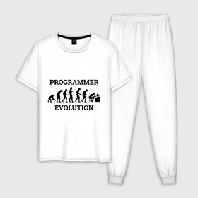 Мужская пижама хлопок с принтом Эволюция программиста в Новосибирске, 100% хлопок | брюки и футболка прямого кроя, без карманов, на брюках мягкая резинка на поясе и по низу штанин
 | c++ | code | computer | java | джава | кодеру | компьютерщику | программа | программисту | хакеру