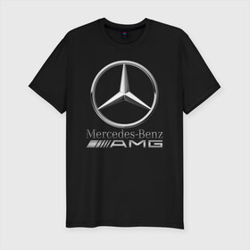 Мужская футболка хлопок Slim с принтом MERCEDES-BENZ AMG в Новосибирске, 92% хлопок, 8% лайкра | приталенный силуэт, круглый вырез ворота, длина до линии бедра, короткий рукав | amg | auto | carbon | mercedes | sport | авто | автомобиль | автомобильные | амг | бренд | карбон | марка | машины | мерседес | спорт