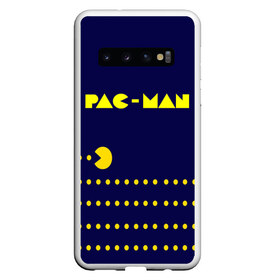 Чехол для Samsung Galaxy S10 с принтом PAC-MAN в Новосибирске, Силикон | Область печати: задняя сторона чехла, без боковых панелей | Тематика изображения на принте: 1980 | game | ghostbusters | pac man | игра | монстры | охотники за привидениями | пэкмен | уровень | ход