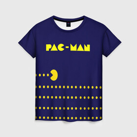 Женская футболка 3D с принтом PAC-MAN в Новосибирске, 100% полиэфир ( синтетическое хлопкоподобное полотно) | прямой крой, круглый вырез горловины, длина до линии бедер | 1980 | game | ghostbusters | pac man | игра | монстры | охотники за привидениями | пэкмен | уровень | ход