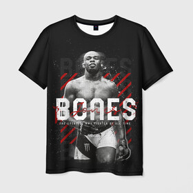Мужская футболка 3D с принтом Bones Jones в Новосибирске, 100% полиэфир | прямой крой, круглый вырез горловины, длина до линии бедер | bones jones | jon bones jones | jon jones | jonny bones | jonnybones | mma | ssru | ufc | джон джонс | мма