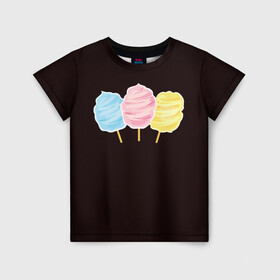 Детская футболка 3D с принтом Сладкая вата в Новосибирске, 100% гипоаллергенный полиэфир | прямой крой, круглый вырез горловины, длина до линии бедер, чуть спущенное плечо, ткань немного тянется | вата | воздушная | воздушная вата | летнее настроение | сладкоежка
