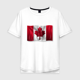 Мужская футболка хлопок Oversize с принтом Канада в Новосибирске, 100% хлопок | свободный крой, круглый ворот, “спинка” длиннее передней части | 3d | 3д | canada | государственный | государство | канада | канадец | канадский | канадцы | клён | лист | листья | объёмный | страна | страны | туристические | туристический | флаг | флаги | флажки | флажок