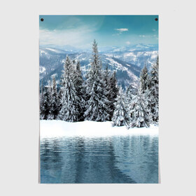 Постер с принтом Зимний лес в Новосибирске, 100% бумага
 | бумага, плотность 150 мг. Матовая, но за счет высокого коэффициента гладкости имеет небольшой блеск и дает на свету блики, но в отличии от глянцевой бумаги не покрыта лаком | winter | белый | деревья | ели | ель | заснеженный | зима | зимний | искусство | лес | природа | снег | снежная | текстура | текстуры | шторм
