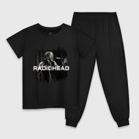 Детская пижама хлопок с принтом Radiohead в Новосибирске, 100% хлопок |  брюки и футболка прямого кроя, без карманов, на брюках мягкая резинка на поясе и по низу штанин
 | radiohead | thomas edward yorke | альтернативный рок | арт рок | джонни гринвуд | инди рок | колин гринвуд | том йорк | фил селуэй | эд о’брайен | экспериментальный рок | электронная музыка