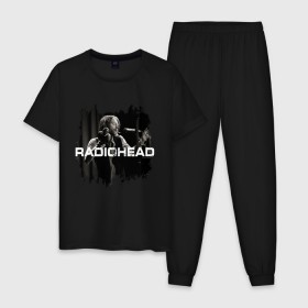 Мужская пижама хлопок с принтом Radiohead в Новосибирске, 100% хлопок | брюки и футболка прямого кроя, без карманов, на брюках мягкая резинка на поясе и по низу штанин
 | radiohead | thomas edward yorke | альтернативный рок | арт рок | джонни гринвуд | инди рок | колин гринвуд | том йорк | фил селуэй | эд о’брайен | экспериментальный рок | электронная музыка