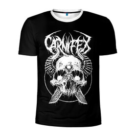 Мужская футболка 3D спортивная с принтом Carnifex в Новосибирске, 100% полиэстер с улучшенными характеристиками | приталенный силуэт, круглая горловина, широкие плечи, сужается к линии бедра | behemoth | black | blackmetal | burzum | carnifex | punk | rock | suicide silence