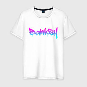 Мужская футболка хлопок с принтом BANKSY в Новосибирске, 100% хлопок | прямой крой, круглый вырез горловины, длина до линии бедер, слегка спущенное плечо. | artist | banksy | graffiti | street wear | бэнкси | граффити | искусство | надписи | уличный художник