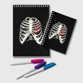 Блокнот с принтом My Heart в Новосибирске, 100% бумага | 48 листов, плотность листов — 60 г/м2, плотность картонной обложки — 250 г/м2. Листы скреплены удобной пружинной спиралью. Цвет линий — светло-серый
 | Тематика изображения на принте: bone | bones | chest | heart | hearts | love | organ | organs | ribs | skeleton | x ray | грудная клетка | кости | кость | орган | органы | ребра | рентген | сердца | сердце | скелет