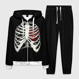 Мужской костюм 3D с принтом My Heart в Новосибирске, 100% полиэстер | Манжеты и пояс оформлены тканевой резинкой, двухслойный капюшон со шнурком для регулировки, карманы спереди | Тематика изображения на принте: bone | bones | chest | heart | hearts | love | organ | organs | ribs | skeleton | x ray | грудная клетка | кости | кость | орган | органы | ребра | рентген | сердца | сердце | скелет