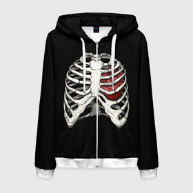 Мужская толстовка 3D на молнии с принтом My Heart в Новосибирске, 100% полиэстер | длина до линии бедра, манжеты и пояс оформлены мягкой тканевой резинкой, двухслойный капюшон со шнурком для регулировки, спереди молния, по бокам два кармана | Тематика изображения на принте: bone | bones | chest | heart | hearts | love | organ | organs | ribs | skeleton | x ray | грудная клетка | кости | кость | орган | органы | ребра | рентген | сердца | сердце | скелет