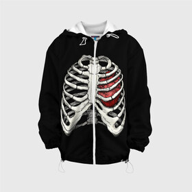 Детская куртка 3D с принтом My Heart в Новосибирске, 100% полиэстер | застежка — молния, подол и капюшон оформлены резинкой с фиксаторами, по бокам — два кармана без застежек, один потайной карман на груди, плотность верхнего слоя — 90 г/м2; плотность флисового подклада — 260 г/м2 | bone | bones | chest | heart | hearts | love | organ | organs | ribs | skeleton | x ray | грудная клетка | кости | кость | орган | органы | ребра | рентген | сердца | сердце | скелет