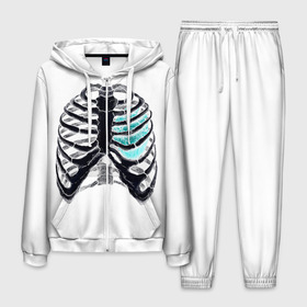 Мужской костюм 3D с принтом X-Ray в Новосибирске, 100% полиэстер | Манжеты и пояс оформлены тканевой резинкой, двухслойный капюшон со шнурком для регулировки, карманы спереди | Тематика изображения на принте: bone | bones | chest | heart | hearts | love | organ | organs | ribs | skeleton | x ray | грудная клетка | кости | кость | орган | органы | ребра | рентген | сердца | сердце | скелет