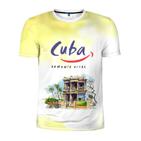 Мужская футболка 3D спортивная с принтом Куба в Новосибирске, 100% полиэстер с улучшенными характеристиками | приталенный силуэт, круглая горловина, широкие плечи, сужается к линии бедра | cuba | карибы | куба | лето | пальмы | путешествия | солнце | туризм