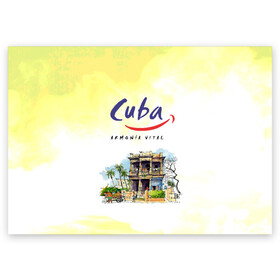 Поздравительная открытка с принтом Куба в Новосибирске, 100% бумага | плотность бумаги 280 г/м2, матовая, на обратной стороне линовка и место для марки
 | Тематика изображения на принте: cuba | карибы | куба | лето | пальмы | путешествия | солнце | туризм