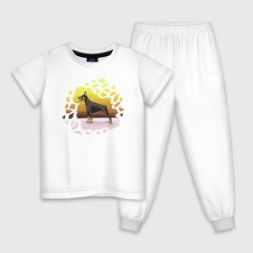 Детская пижама хлопок с принтом Доберман в Новосибирске, 100% хлопок |  брюки и футболка прямого кроя, без карманов, на брюках мягкая резинка на поясе и по низу штанин
 | Тематика изображения на принте: 