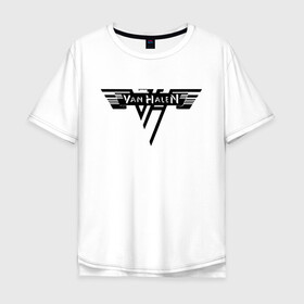 Мужская футболка хлопок Oversize с принтом Van Halen Logo Ван Хален (Z) в Новосибирске, 100% хлопок | свободный крой, круглый ворот, “спинка” длиннее передней части | lee roth | van halen | vh | алекс ван хален | вольфганг ван хален | глэм метал | дэвид ли рот | хард рок | хеви метал | эдди ван хален