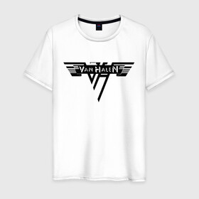 Мужская футболка хлопок с принтом Van Halen Logo | Ван Хален (Z) в Новосибирске, 100% хлопок | прямой крой, круглый вырез горловины, длина до линии бедер, слегка спущенное плечо. | lee roth | van halen | vh | алекс ван хален | вольфганг ван хален | глэм метал | дэвид ли рот | хард рок | хеви метал | эдди ван хален