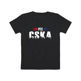 Детская футболка хлопок с принтом PFC CSKA в Новосибирске, 100% хлопок | круглый вырез горловины, полуприлегающий силуэт, длина до линии бедер | cska | pfc | москва | пфк | пфк цска | рпл | рфпл | фк | футбол | цска | цска москва