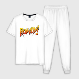 Мужская пижама хлопок с принтом Rowdy в Новосибирске, 100% хлопок | брюки и футболка прямого кроя, без карманов, на брюках мягкая резинка на поясе и по низу штанин
 | ronda rousey | rowdy | ронда роузи