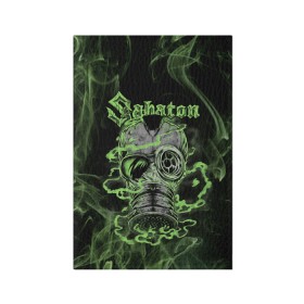 Обложка для паспорта матовая кожа с принтом Toxic Sabaton в Новосибирске, натуральная матовая кожа | размер 19,3 х 13,7 см; прозрачные пластиковые крепления | Тематика изображения на принте: battle metal | sabaton | военный рок | йоаким броден | крис рёланд | пар сундстрём | рок | рок группа | хэви метал | шведская группа | шведский рок