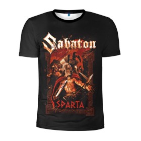 Мужская футболка 3D спортивная с принтом Sabaton - Sparta в Новосибирске, 100% полиэстер с улучшенными характеристиками | приталенный силуэт, круглая горловина, широкие плечи, сужается к линии бедра | Тематика изображения на принте: battle metal | sabaton | военный рок | йоаким броден | крис рёланд | пар сундстрём | рок | рок группа | хэви метал | шведская группа | шведский рок