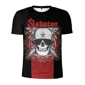 Мужская футболка 3D спортивная с принтом Sabaton Army Skull в Новосибирске, 100% полиэстер с улучшенными характеристиками | приталенный силуэт, круглая горловина, широкие плечи, сужается к линии бедра | battle metal | sabaton | военный рок | йоаким броден | крис рёланд | пар сундстрём | рок | рок группа | хэви метал | шведская группа | шведский рок
