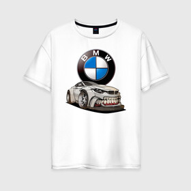 Женская футболка хлопок Oversize с принтом BMW оскал в Новосибирске, 100% хлопок | свободный крой, круглый ворот, спущенный рукав, длина до линии бедер
 | bmw | car | germany | grin | jaw | power | sketch | teeth | автомобиль | бмв | германия | зубы | мощь | оскал | пасть | эскиз