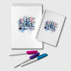 Блокнот с принтом LIFE IS STRANGE в Новосибирске, 100% бумага | 48 листов, плотность листов — 60 г/м2, плотность картонной обложки — 250 г/м2. Листы скреплены удобной пружинной спиралью. Цвет линий — светло-серый
 | chloe | life is strange | life is strange 2 | max | игра | лайф ис стрэндж | макс | надпись | хлоя