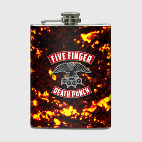 Фляга с принтом Five Finger Death Punch в Новосибирске, металлический корпус | емкость 0,22 л, размер 125 х 94 мм. Виниловая наклейка запечатывается полностью | 5fdp | death | ffdp | finger | five | five finger death punch | punch | грув метал