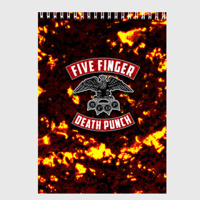 Скетчбук с принтом Five Finger Death Punch в Новосибирске, 100% бумага
 | 48 листов, плотность листов — 100 г/м2, плотность картонной обложки — 250 г/м2. Листы скреплены сверху удобной пружинной спиралью | Тематика изображения на принте: 5fdp | death | ffdp | finger | five | five finger death punch | punch | грув метал