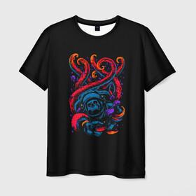 Мужская футболка 3D с принтом Ктулху в Новосибирске, 100% полиэфир | прямой крой, круглый вырез горловины, длина до линии бедер | art | cthulhu | evil | green | monster | obey | арт | великий | владыка | дракон | зло | кальмар | крылья | ктулху | лавкрафт | мифический | мифология | монстр | осьминог | прикольная | чудище | щупальца