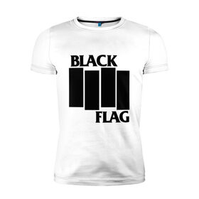 Мужская футболка хлопок Slim с принтом BLACK FLAG в Новосибирске, 92% хлопок, 8% лайкра | приталенный силуэт, круглый вырез ворота, длина до линии бедра, короткий рукав | black flag | music | punk | rock | музыка | панк | рок | чернй флаг