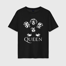 Женская футболка хлопок Oversize с принтом QUEEN (НА СПИНЕ) в Новосибирске, 100% хлопок | свободный крой, круглый ворот, спущенный рукав, длина до линии бедер
 | queen | rock | we will rock you | брайан мэи | группа queen | группа квин | джон дикон | квин | королева | король | роджер тейлор | рок | фредди меркьюри
