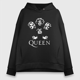 Женское худи Oversize хлопок с принтом QUEEN (НА СПИНЕ) в Новосибирске, френч-терри — 70% хлопок, 30% полиэстер. Мягкий теплый начес внутри —100% хлопок | боковые карманы, эластичные манжеты и нижняя кромка, капюшон на магнитной кнопке | queen | rock | we will rock you | брайан мэи | группа queen | группа квин | джон дикон | квин | королева | король | роджер тейлор | рок | фредди меркьюри