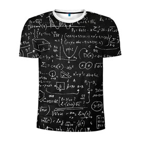 Мужская футболка 3D спортивная с принтом Математические формулы в Новосибирске, 100% полиэстер с улучшенными характеристиками | приталенный силуэт, круглая горловина, широкие плечи, сужается к линии бедра | formula | math | school | алгебра | математика | матеша | предметы | теорема | универ | физика | формула | школа