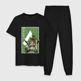 Мужская пижама хлопок с принтом Apex Legends Октейн в Новосибирске, 100% хлопок | брюки и футболка прямого кроя, без карманов, на брюках мягкая резинка на поясе и по низу штанин
 | apex | apex legends | octane | апекс легенд | октейн | персонаж | японский стиль