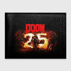 Обложка для студенческого билета с принтом DOOM 25 years в Новосибирске, натуральная кожа | Размер: 11*8 см; Печать на всей внешней стороне | Тематика изображения на принте: doom | doom eternal | дум