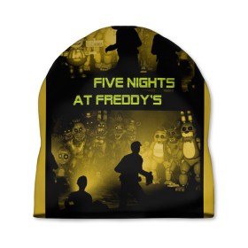 Шапка 3D с принтом Five Nights at Freddys в Новосибирске, 100% полиэстер | универсальный размер, печать по всей поверхности изделия | five | freddys | horror | nights | point and click | survival | игра | ночей | пять | фредди
