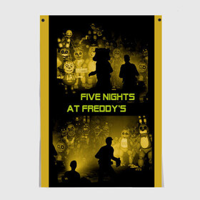Постер с принтом Five Nights at Freddys в Новосибирске, 100% бумага
 | бумага, плотность 150 мг. Матовая, но за счет высокого коэффициента гладкости имеет небольшой блеск и дает на свету блики, но в отличии от глянцевой бумаги не покрыта лаком | five | freddys | horror | nights | point and click | survival | игра | ночей | пять | фредди