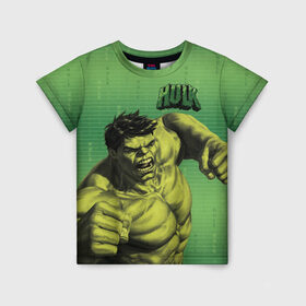 Детская футболка 3D с принтом Hulk в Новосибирске, 100% гипоаллергенный полиэфир | прямой крой, круглый вырез горловины, длина до линии бедер, чуть спущенное плечо, ткань немного тянется | avengers | bruce banner | hulk | marvel | vdzabma | брюс баннер | комикс | марвел | мстители | халк
