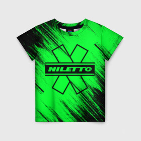 Детская футболка 3D с принтом NILETTO в Новосибирске, 100% гипоаллергенный полиэфир | прямой крой, круглый вырез горловины, длина до линии бедер, чуть спущенное плечо, ткань немного тянется | Тематика изображения на принте: logo | niletto | логотип | любимка niletto | нилето