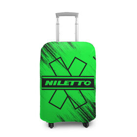 Чехол для чемодана 3D с принтом NILETTO в Новосибирске, 86% полиэфир, 14% спандекс | двустороннее нанесение принта, прорези для ручек и колес | logo | niletto | логотип | любимка niletto | нилето