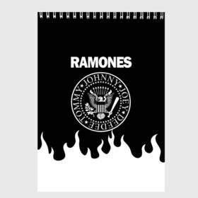 Скетчбук с принтом RAMONES в Новосибирске, 100% бумага
 | 48 листов, плотность листов — 100 г/м2, плотность картонной обложки — 250 г/м2. Листы скреплены сверху удобной пружинной спиралью | Тематика изображения на принте: america | ramones | rock | usa | америка | джонни рамон | джоуи рамон | ди ди рамон | клем бурк | кристофер уорд | марки рамон | рамоунз | ричи рамон | рок | сша | томми рамон