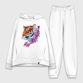 Женский костюм хлопок Oversize с принтом Тигр в Новосибирске,  |  | animal | beast | cat | hunter | king | lion | predator | tiger | wild | весна | дерево | дикий | животное | зверь | кот | кошка | лев | лето | охотник | тигр | хищник | цветок цветы