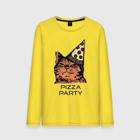 Мужской лонгслив хлопок с принтом PIZZA PARTY в Новосибирске, 100% хлопок |  | Тематика изображения на принте: party | pizza | pizza party | time | арт | веселье | время | для детей | животные | картинка | кот | котик | котики | пицца | пиццы | рисунок | рыжий кот