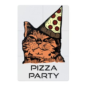 Магнитный плакат 2Х3 с принтом PIZZA PARTY в Новосибирске, Полимерный материал с магнитным слоем | 6 деталей размером 9*9 см | party | pizza | pizza party | time | арт | веселье | время | для детей | животные | картинка | кот | котик | котики | пицца | пиццы | рисунок | рыжий кот