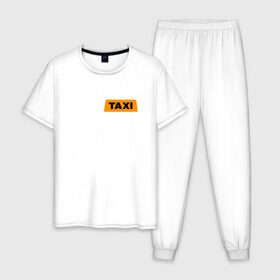 Мужская пижама хлопок с принтом FAKE TAXI в Новосибирске, 100% хлопок | брюки и футболка прямого кроя, без карманов, на брюках мягкая резинка на поясе и по низу штанин
 | brand | brazzers | fake taxi | faketaxi | hub | mode | playboy | бразерс | бренд | мода | фейк такси