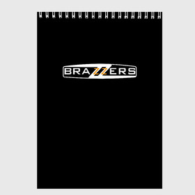 Скетчбук с принтом BRAZZERS в Новосибирске, 100% бумага
 | 48 листов, плотность листов — 100 г/м2, плотность картонной обложки — 250 г/м2. Листы скреплены сверху удобной пружинной спиралью | brand | brazzers | fake taxi | faketaxi | hub | mode | playboy | бразерс | бренд | мода | фейк такси